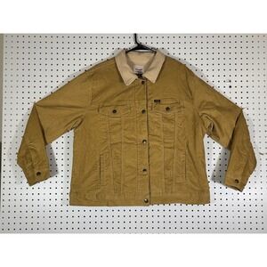 Wrangler Womens 1X Corduroy Sherpa Lined Trucker Jacket Tan MT2PJKF